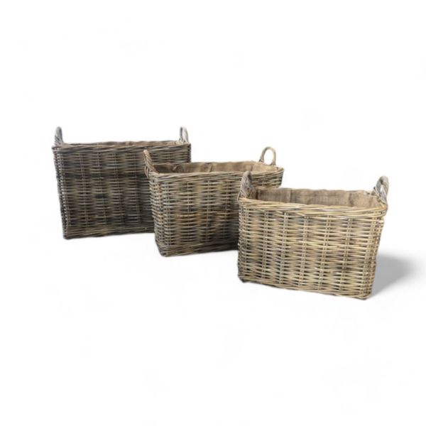 Afbeelding van Rect. Basket, set of 3 + Wheels, Jutte